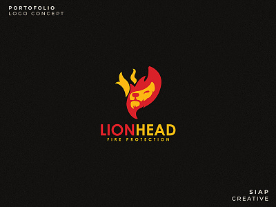 LION HEAD arms branding cartoon design fire headlion illustration lion logo vector