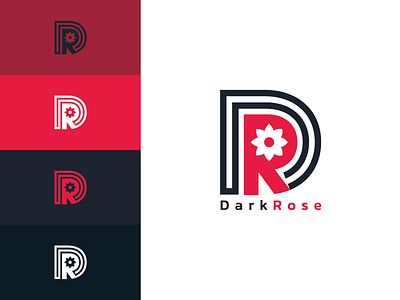DarkRose branding company dark dr logo modern rose simple ui