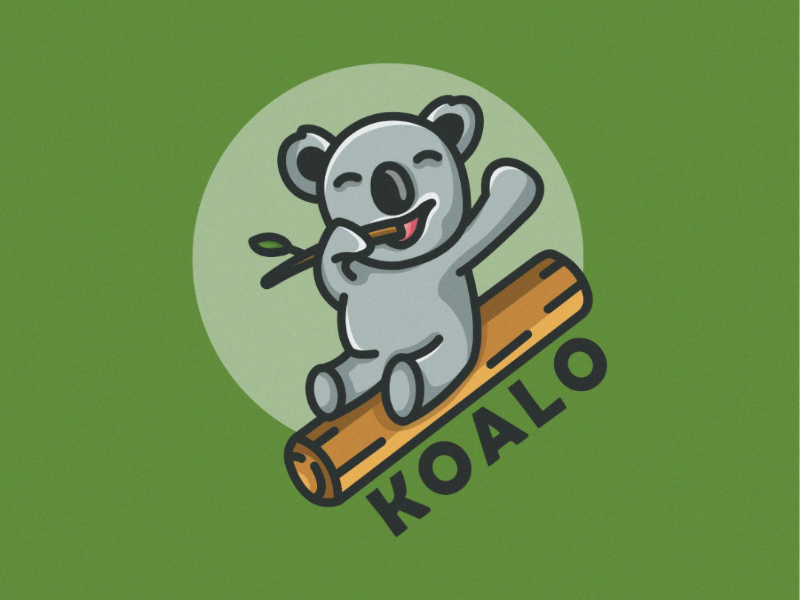 KOALO bakery colorfull good idea modern logodesign cartoon illustration cartoon logo mascot design character character koala wood illustration koala branding funny logs logo koala koala