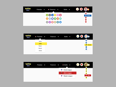 Daily UI 027 - Dropdown daily 100 daily 100 challenge daily challange daily ui dailyui dailyui027 design dropdown dropdown menu dropdown ui menu design navigation bar navigation menu pokemon pokemon go pokemongo ui