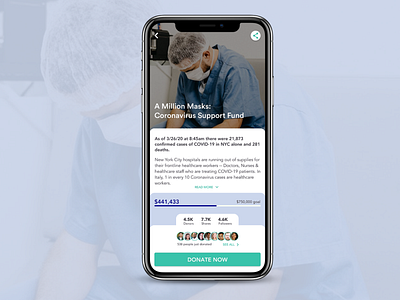 Daily UI 032 - Crowdfunding Campaign coronavirus crowdfunding crowdfunding campaign daily 100 daily 100 challenge daily challange daily ui daily ui 032 dailyui donate donation donations fundraiser mobile app mobile design mobile ui ui