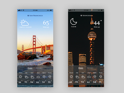 Daily UI 037 - Weather daily 100 daily 100 challenge daily challange daily ui daily ui 037 dailyui forecast mobile mobile app mobile app design mobile design mobile ui san francisco shanghai ui weather weather app weather forecast