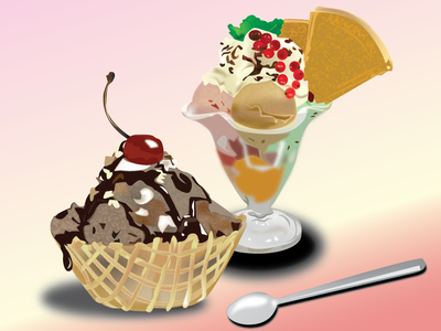 Ice cream Sunday food art illustration illustrator vector vector art