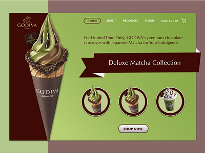 Daily UI #003 - Landing Page daily 100 daily 100 challenge daily challange dailyui dailyui 003 godiva ice cream icecream landing page landing page concept landing page design landing page ui matcha ui
