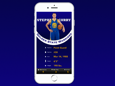 Daily UI #006 - User Profile basketball daily 100 daily 100 challenge daily challange daily ui 006 dailyui dailyui006 golden state warriors player profile stephen curry ui user profile warriors