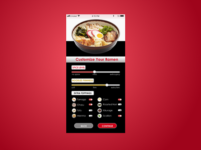 Daily UI # 007 - Settings daily 100 daily 100 challenge daily challange dailyui dailyui 007 design ramen settings settings page ui
