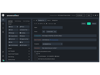 Form - dashboard - dark mode