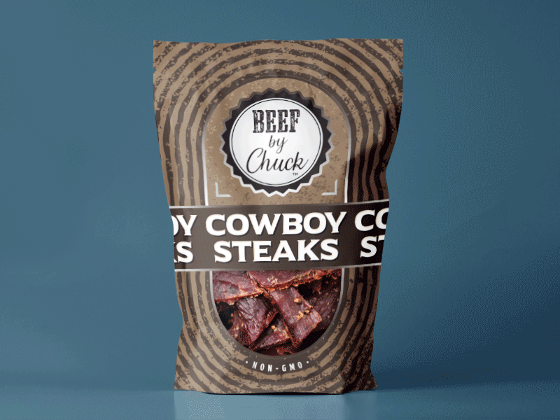 Packaging design beef beverage brand branding design fmcg food identity jerky package packaging product snack snacks steak steaks