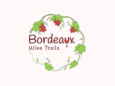 Bordeaux Wine Trails Logo decorative design detailed elegant floral green hand drawn icon iconography identity leaves logo mark organic symbol