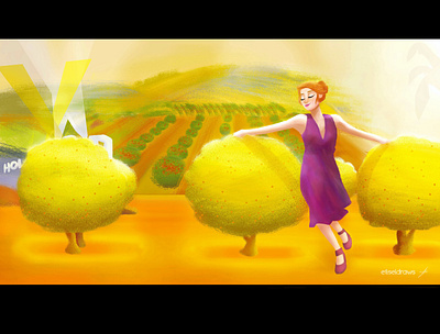 Emma Stone Lalaland scene art artist artwork background background art digital art digital painting emma stone huevember illustration art illustration challenge illustration digital lalaland movie scene visual development