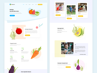 Kidszone Landing Page - Exploration childrens illustration flat design flat illustration fruit home page illustration landing page learning school vegetable web design