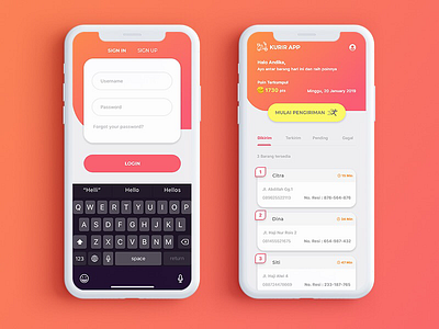 Courier apps courier apps design iphone x mobile apps orange ui
