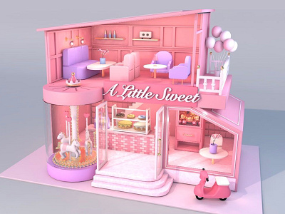 C4D scene - dessert shop c4d