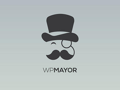 Wp Mayor Rebranding flat logo mayor minimal monocle moustache tophat wp