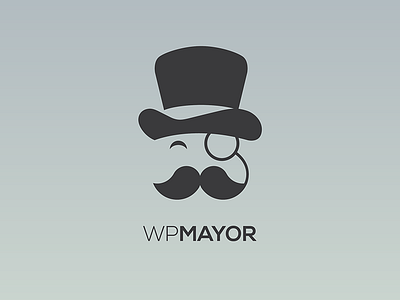 Wp Mayor Rebranding flat logo mayor minimal monocle moustache tophat wp