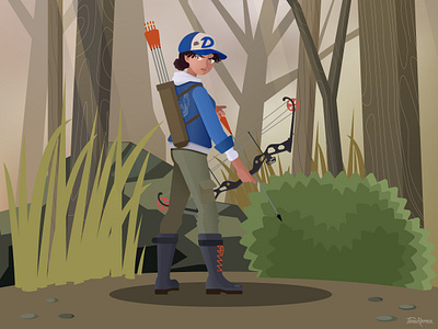 Clementine - TWD archer arrow bow clementine forest illustrator survivor the walking dead tree vector