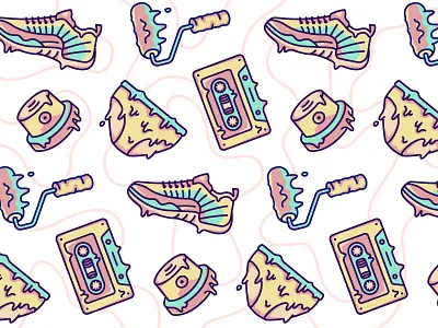 Hello Dribbble cap cassette cushion debut first shot hello paint pattern sneakers underpants