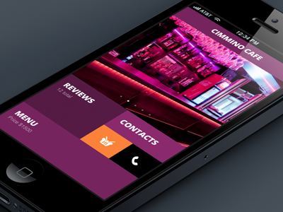 Concept App cafe card concept iphone main menu mobile navigation purple