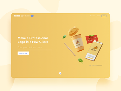Fiverr Logo Maker app clean color interface minimal product simple typography ui uiux web webdesign website
