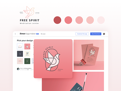Fiverr logo maker bird brand color interface minimal ui web webdesign website