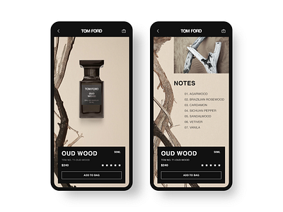 Tom Ford App app clean fragrance interface ios mobile perfume tom ford typography ui ux