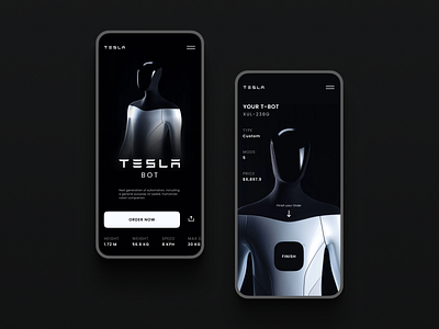 Tesla Bot - Mobile app minimal mobile robot shop tesla tesla bot typography ui ux