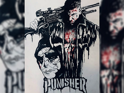 The Punisher art blackandwhite comics illustration ink marvel netflix pencil