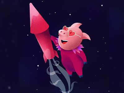 Elton Piglet - Rocket Pig charcter chinese new year drawing elton john illustration pig rocket rocket man
