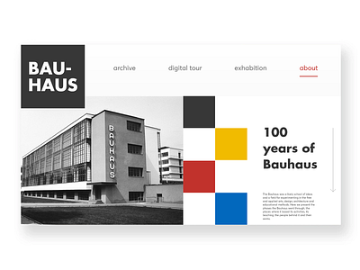100 years of Bauhaus abstract bauhaus bauhaus100 clean design history identity ui uidesign uiux ux web webdesign website