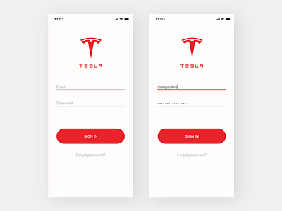 Tesla App - Login Daily UI 001