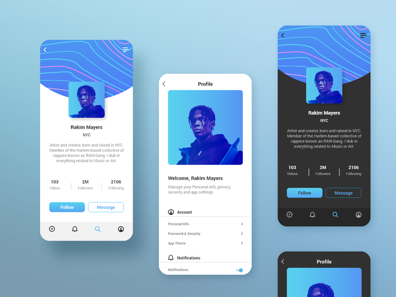 Social App Profile - Daily UI 006 by Arthur K on Dribbble