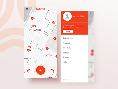 Boosted Riding app - Location Tracker Daily UI 020 020 app board boosted dailyui electric ios minimal mobile mobile ui riding scooter store transportation travel ui uiux ux