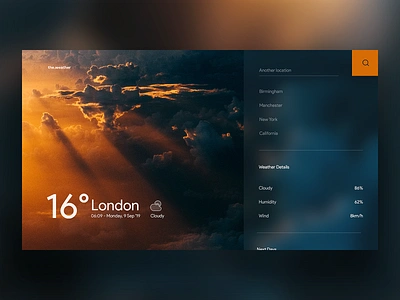 Weather - DailyUI 037 city cloudy date degree interface location minimal rain time ui weather app web webapp website