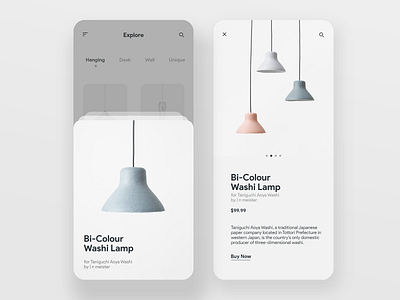 Nendo Lamps app clean elegant ios iphone lamp light minimal product trend 2019 ui uidesign white