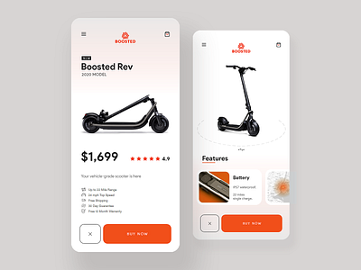 Boosted Scooter - DailyUI 044 2019 trend app app design appdesign application boosted color ios mobile product scooter shop trending ui uidesign uiux userinterface ux uxdesign