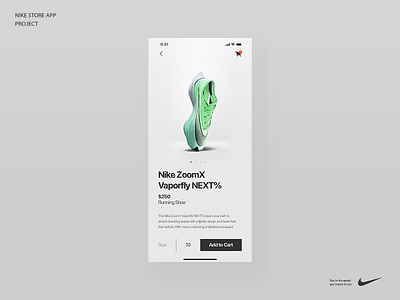 Nike ZoomX Vaporfly app appdesign ios minimal mobile nike running shoe store typography ui ux