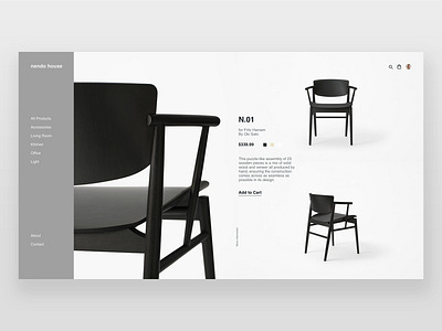 Nendo House Store black catalog chair furniture landing page minimal shop store ui uidesign ux web webdesign white wood