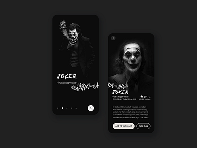 Movie App - Joker batman black clown creative film funny gotham interface ios joaquin phoenix joker mobile movie smile ui
