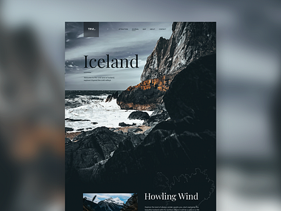 TRVL - Iceland clean explore iceland landing page map minimal simple snow travel trip typography ui ux web web design website winter