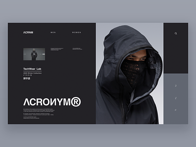 ACRONYM - MKII acronym clothing dark ecommerce fashion gear minimal shop store tech techwear typography ui ux web webdesign website