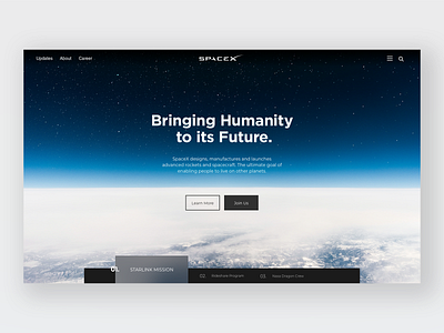 Space X landing page ship space space x ui ux web website website design