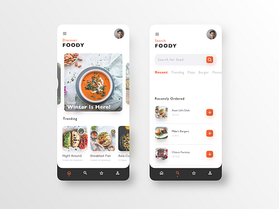 Foody - Food Delivery App app app design clean color digital food gradient ios iphone minimal mobile orange order round ui
