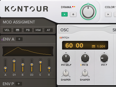 Kontour Synthesizer app interface music instrument synthesizer ui ux design vst