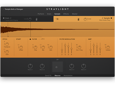 Straylight - Sample-base music Instrument app clean dark flat interface interface design music instrument synthesizer ui ux ux design vst vstmusic instrument