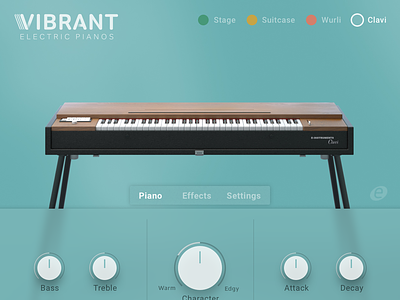 Vibrant E-Piano UI 3d modeling app clean interface interface design music instrument piano synthesizer ui ux ux design vst