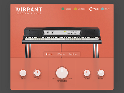 Vibrant - Electric Piano UI 3d modeling app branding clean interface interface design music instrument piano synthesizer ui ux design vst