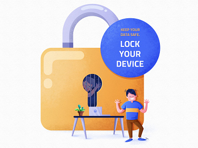 Lock your device 2d design character art illustration