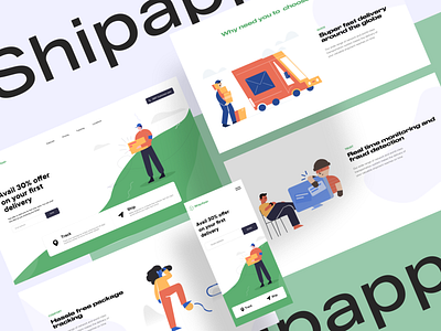 Landing page for Shipapp | illustrations | Typography