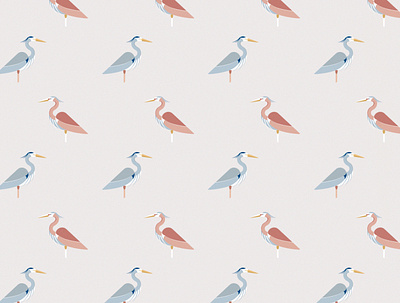 blue heron_pattern design flat graphic illustration minimal pattern vector art
