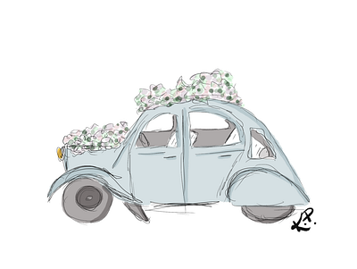 "Ride" car illustration oneminutesketch volkswagen weddingcar